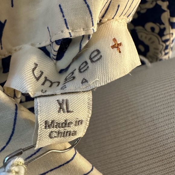 Umgee Blue and White Puff Sleeve Maxi Sundress - Picture 3 of 3